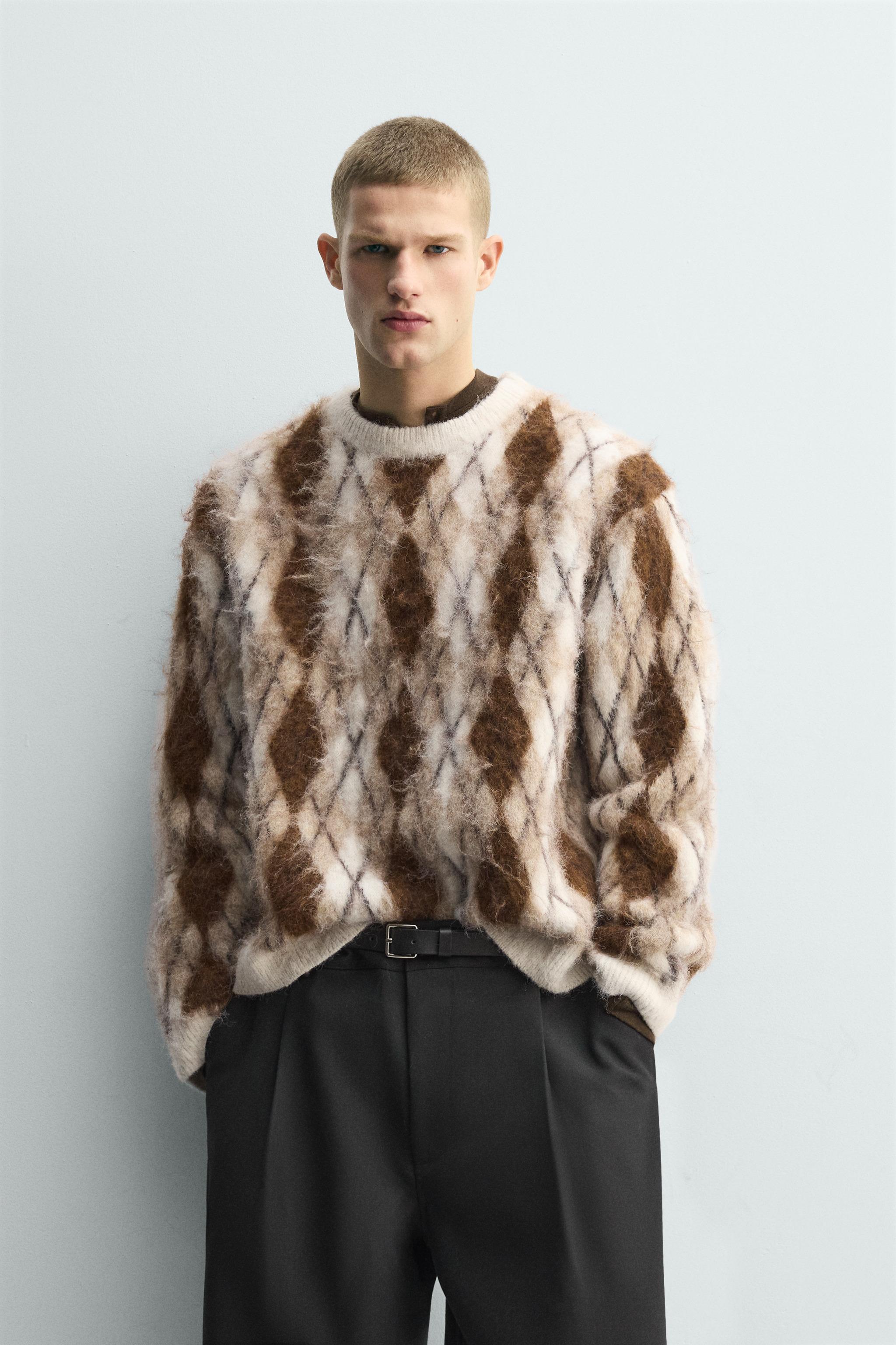 BRUSHED JACQUARD ARGYLE JUMPER